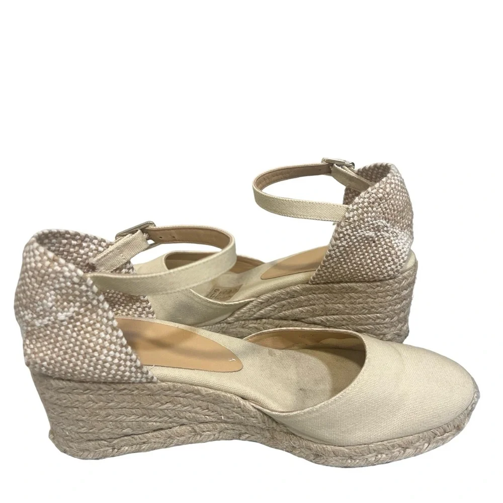 Castaner Cream Espadrille Wedge Sandals with Ankle Strap 40 US 9